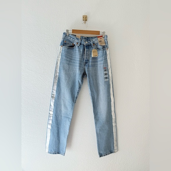 Levi’s 501 Good As Silver High-rise Straight Leg Denim Jeans Size 28x30 - Picture 7 of 10